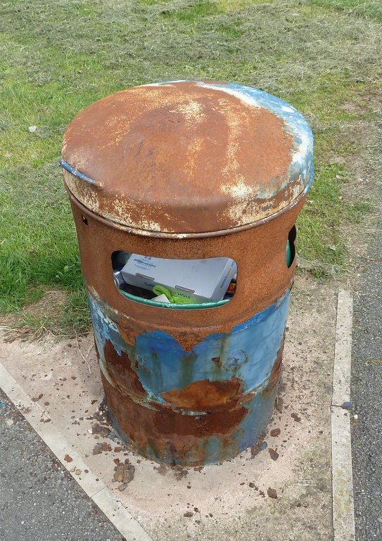 burnt wastebin